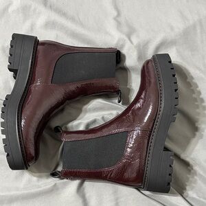 Sam Edelman Glossy Maroon Ankle Boots. Size 6. New.